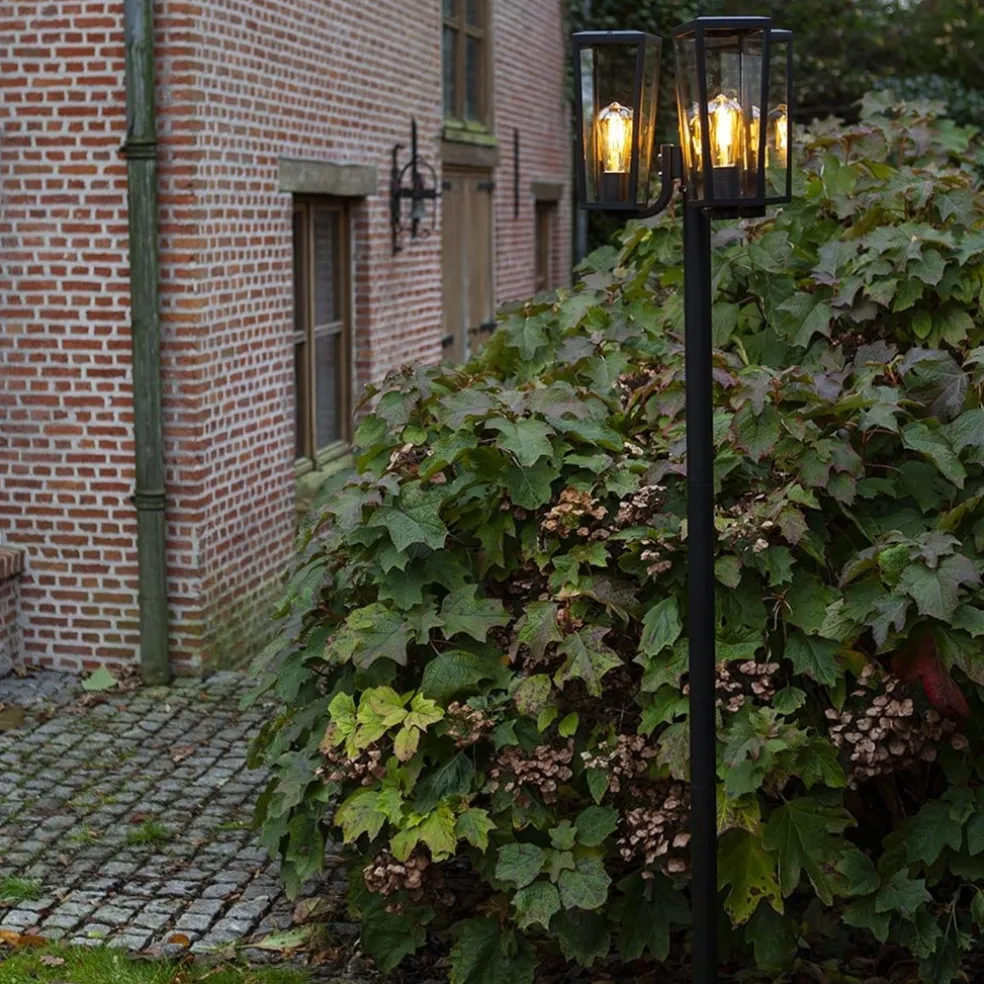 Hot Straluma Buitenlamp lantaarn 3-lichts mat zwart met helder glas