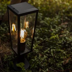 Store Straluma Buitenlamp lantaarn op voet zwart met helder glas