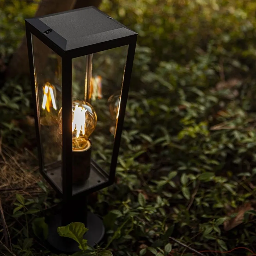 Store Straluma Buitenlamp lantaarn op voet zwart met helder glas