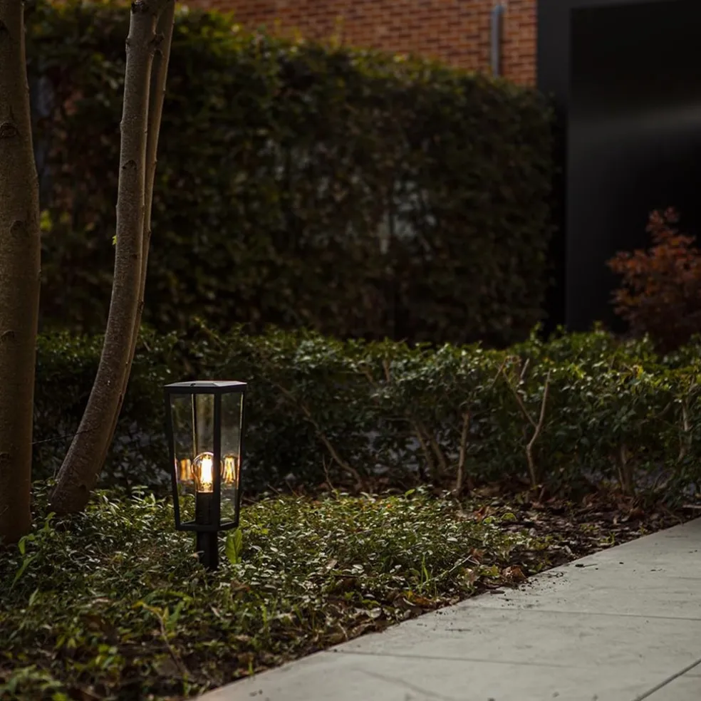 Store Straluma Buitenlamp lantaarn op voet zwart met helder glas