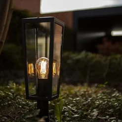 Store Straluma Buitenlamp lantaarn op voet zwart met helder glas