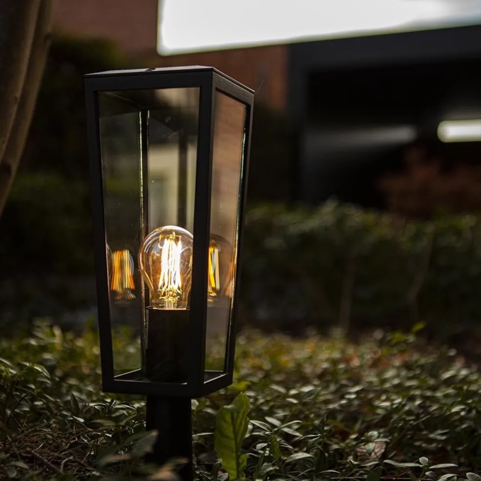 Store Straluma Buitenlamp lantaarn op voet zwart met helder glas