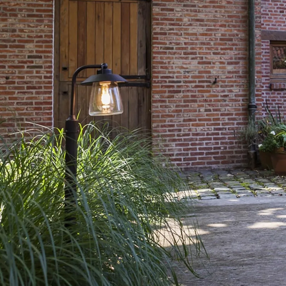 Clearance Straluma Buitenlamp op paal zwart/roest met helder glas
