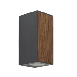Discount Straluma Buitenlamp up+down GU10 donker grijs/hout