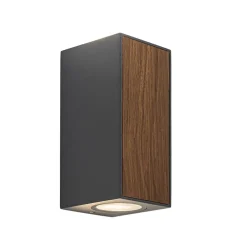 Discount Straluma Buitenlamp up+down GU10 donker grijs/hout