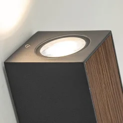 Discount Straluma Buitenlamp up+down GU10 donker grijs/hout