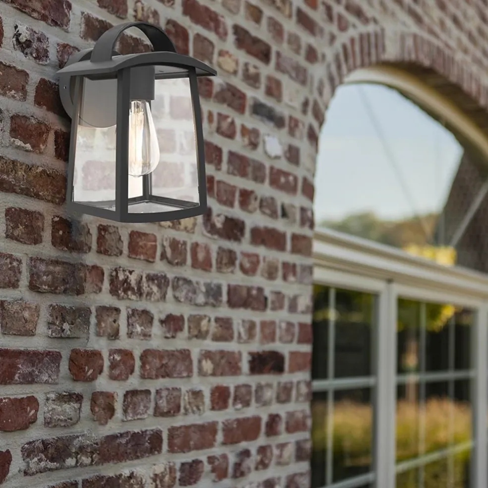 Online Straluma Buitenlamp wand zwart met helder glas