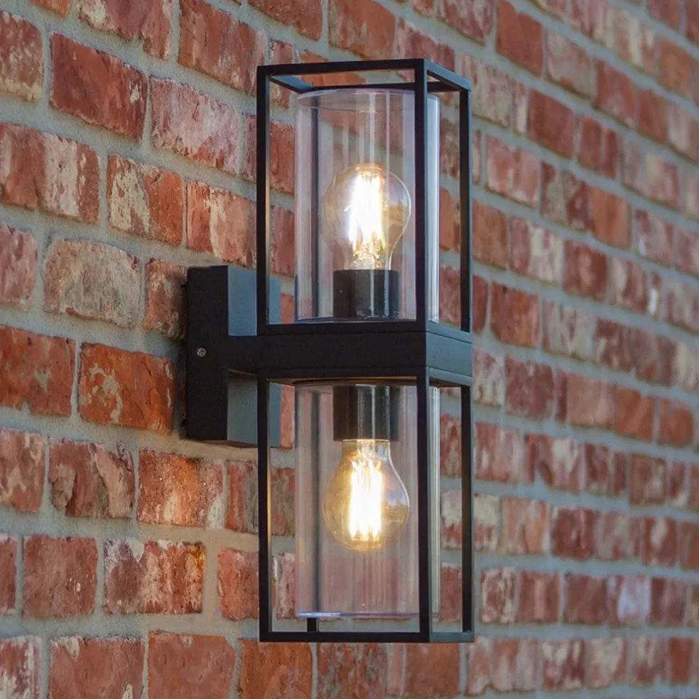 Clearance Straluma Buitenlantaarn dubbel strak zwart/helder glas
