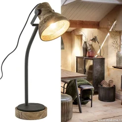 Hot Straluma Bureaulamp Imbert mat zwart metaal met hout