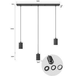 Fashion Straluma Calex multipendel 3-lichts balk E27 pendels zwart