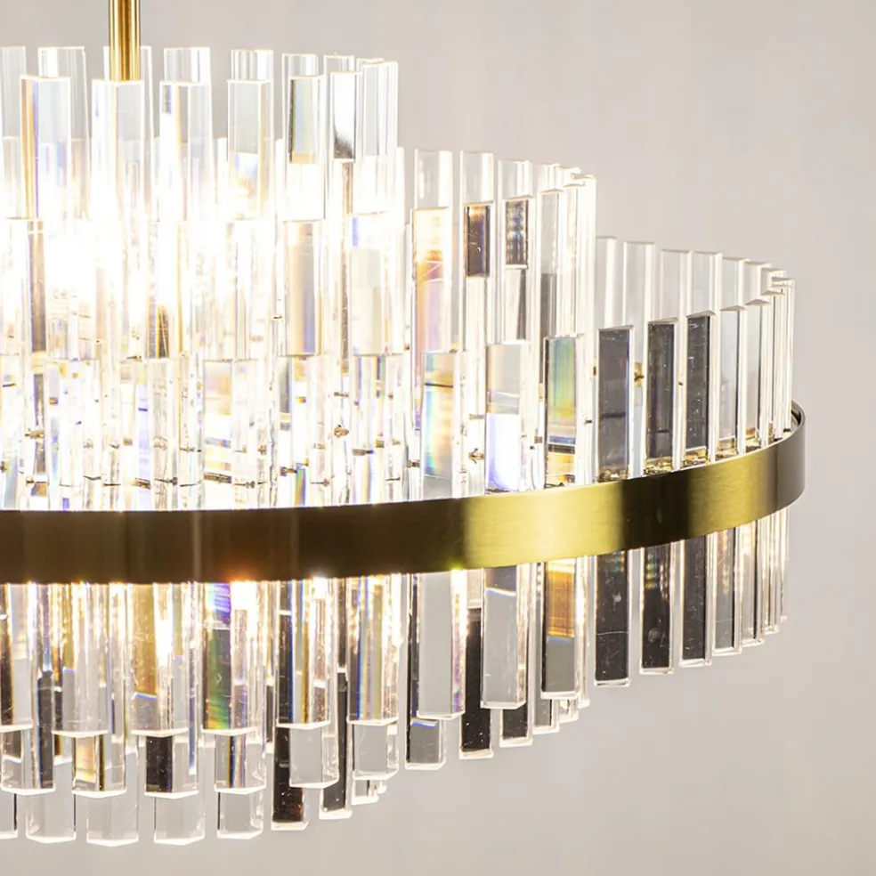 Cheap Straluma Chique hanglamp brushed brass met helder kristal