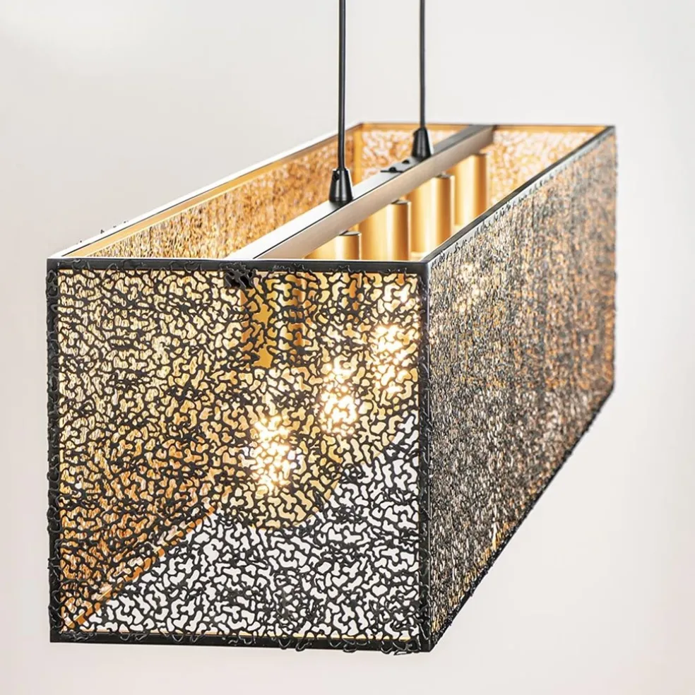 Clearance Straluma Chique hanglamp langwerpige balk 5-lichts zwart/goud
