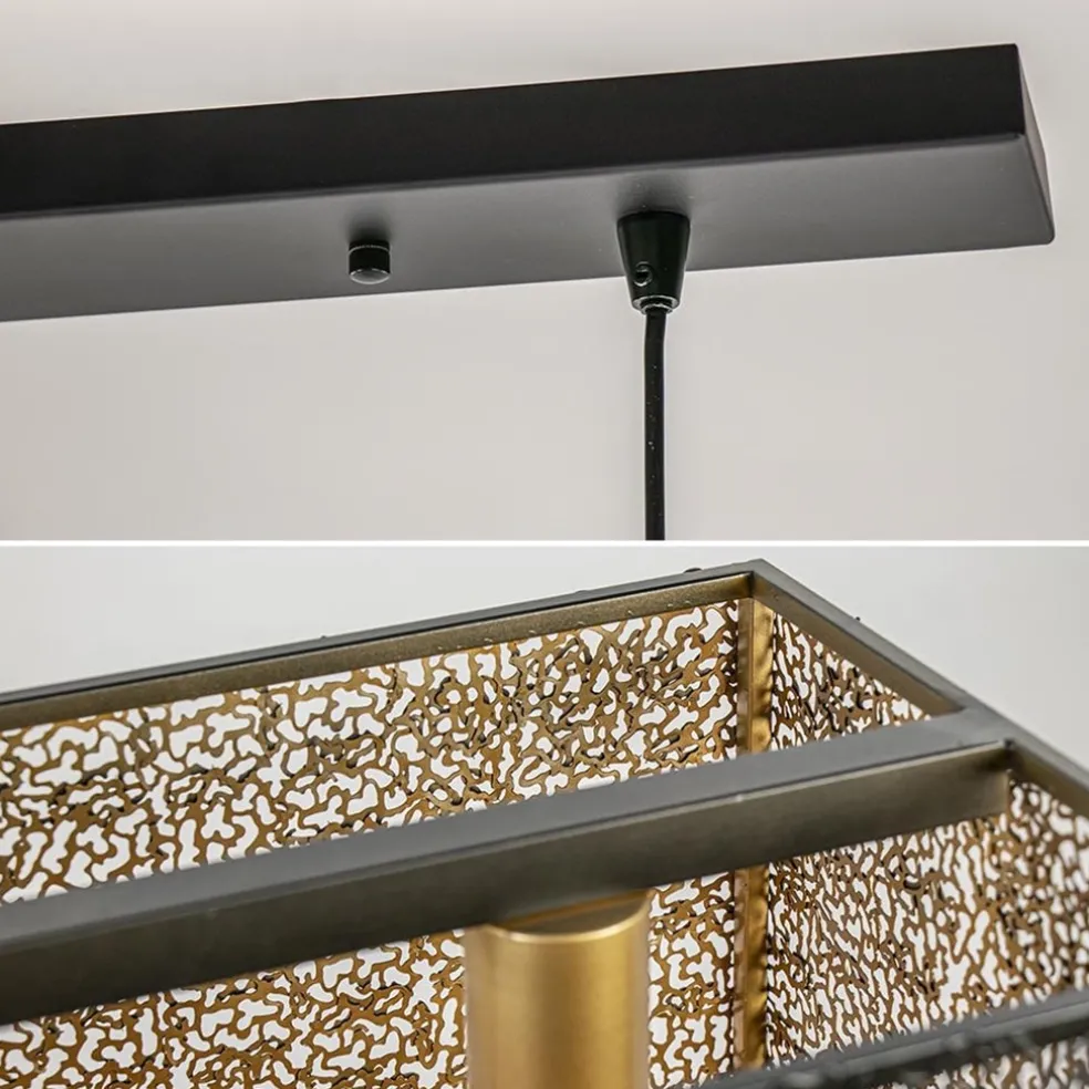 Clearance Straluma Chique hanglamp langwerpige balk 5-lichts zwart/goud