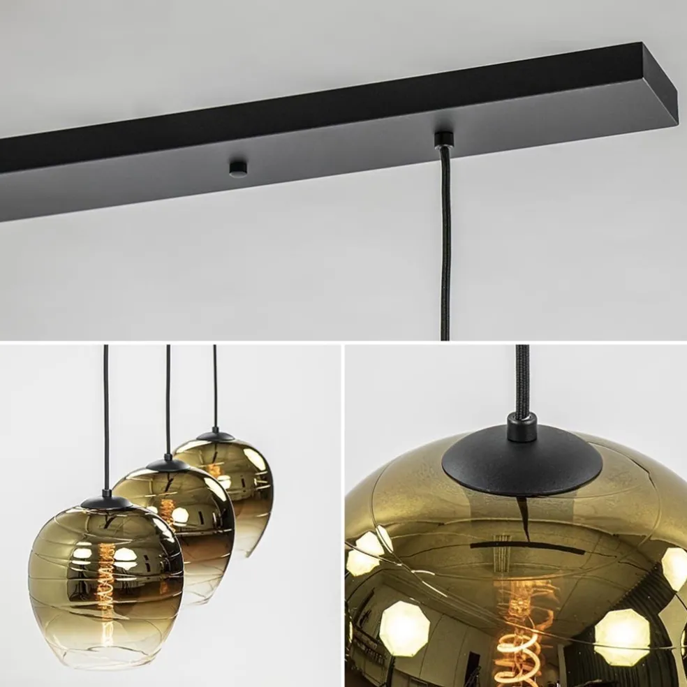 New Straluma Chique hanglamp 3-lichts zwart met goud