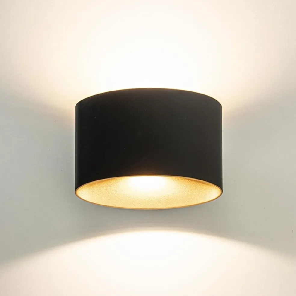 New Straluma Chique LED buitenlamp wand zwart met goud IP54
