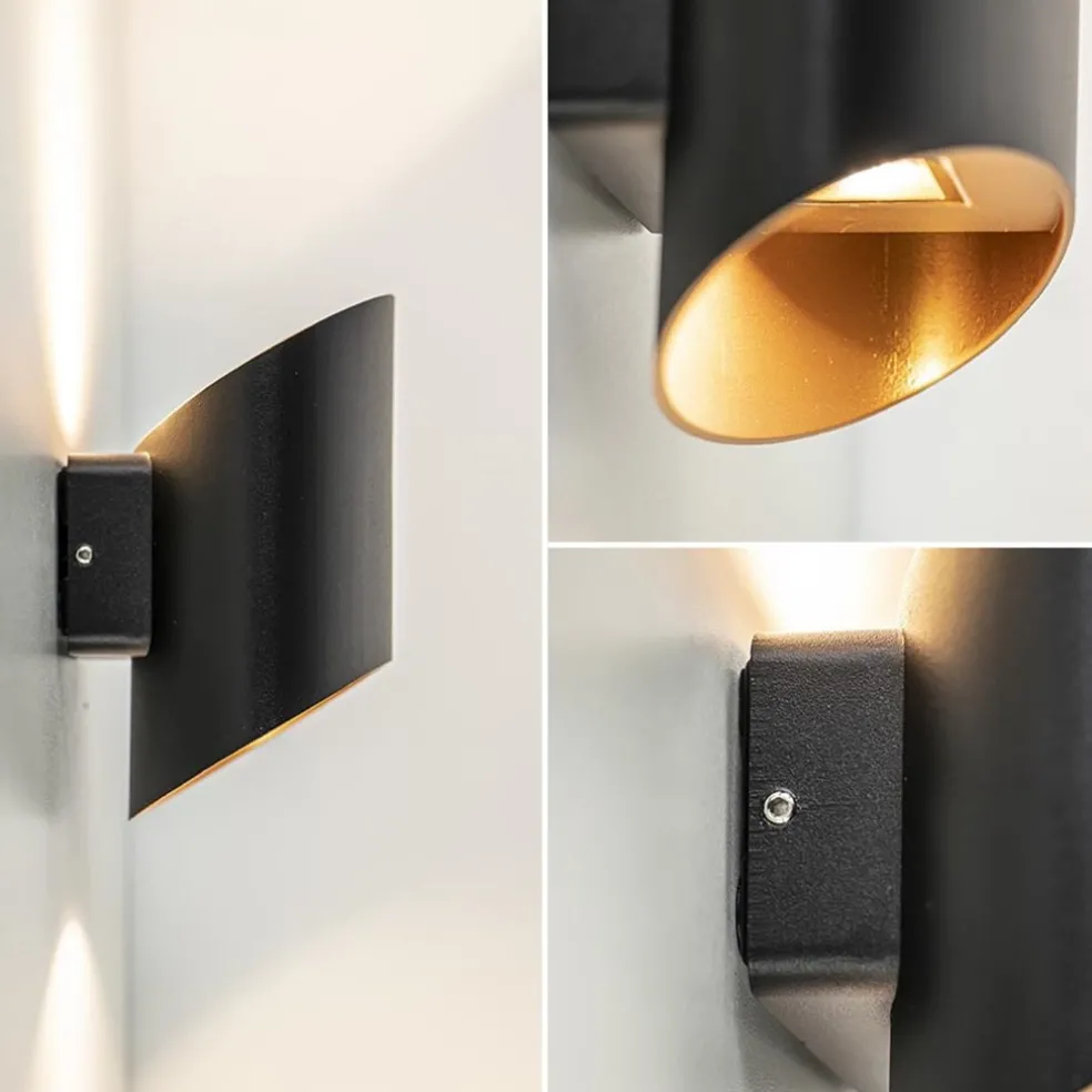 New Straluma Chique LED buitenlamp wand zwart met goud IP54