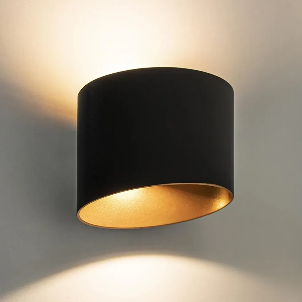 New Straluma Chique LED buitenlamp wand zwart met goud IP54