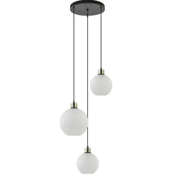 Cheap Straluma Chique 3-lichts hanglamp rond zwart-goud + opaal glas