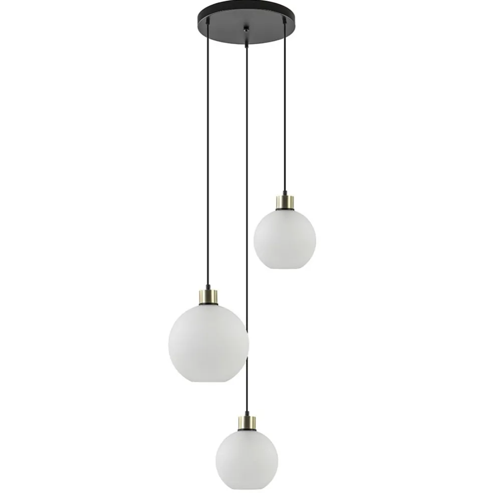 Cheap Straluma Chique 3-lichts hanglamp rond zwart-goud + opaal glas
