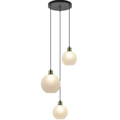 Cheap Straluma Chique 3-lichts hanglamp rond zwart-goud + opaal glas