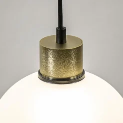 Cheap Straluma Chique 3-lichts hanglamp rond zwart-goud + opaal glas