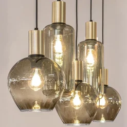 Discount Straluma Chique 5-lichts hanglamp smoke glas met brons