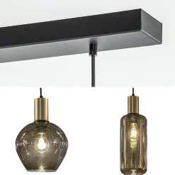 Discount Straluma Chique 5-lichts hanglamp smoke glas met brons