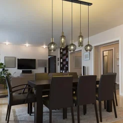 Discount Straluma Chique 5-lichts hanglamp smoke glas met brons