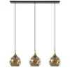 Clearance Straluma Chique 3-lichts hanglamp zwart/goud met amber glas