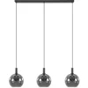 Outlet Straluma Chique 3-lichts hanglamp zwart met smoke glazen bollen