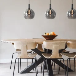 Outlet Straluma Chique 3-lichts hanglamp zwart met smoke glazen bollen