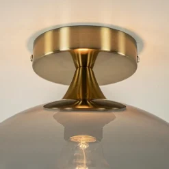 New Straluma Chique plafondlamp goud met smoke/titanium glazen bol