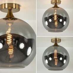 New Straluma Chique plafondlamp goud met smoke/titanium glazen bol