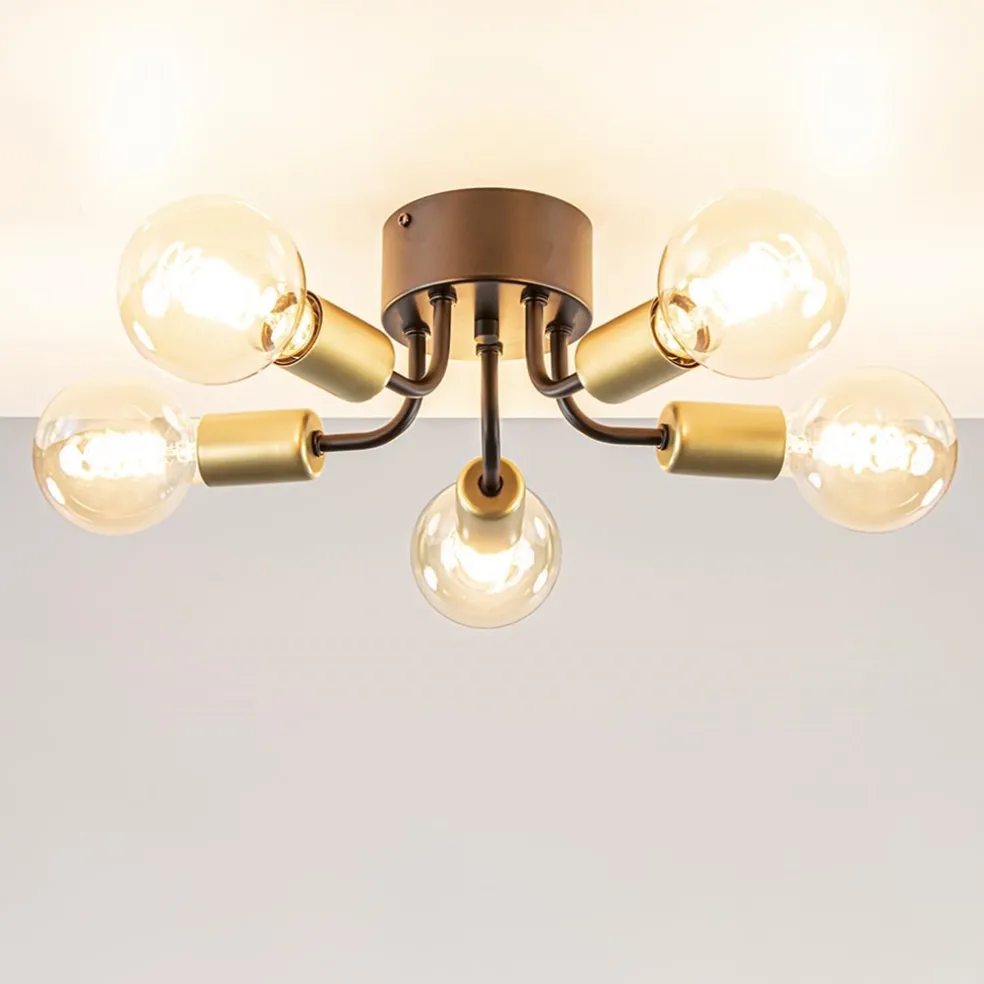 Outlet Straluma Chique plafondlamp mat zwart met goud