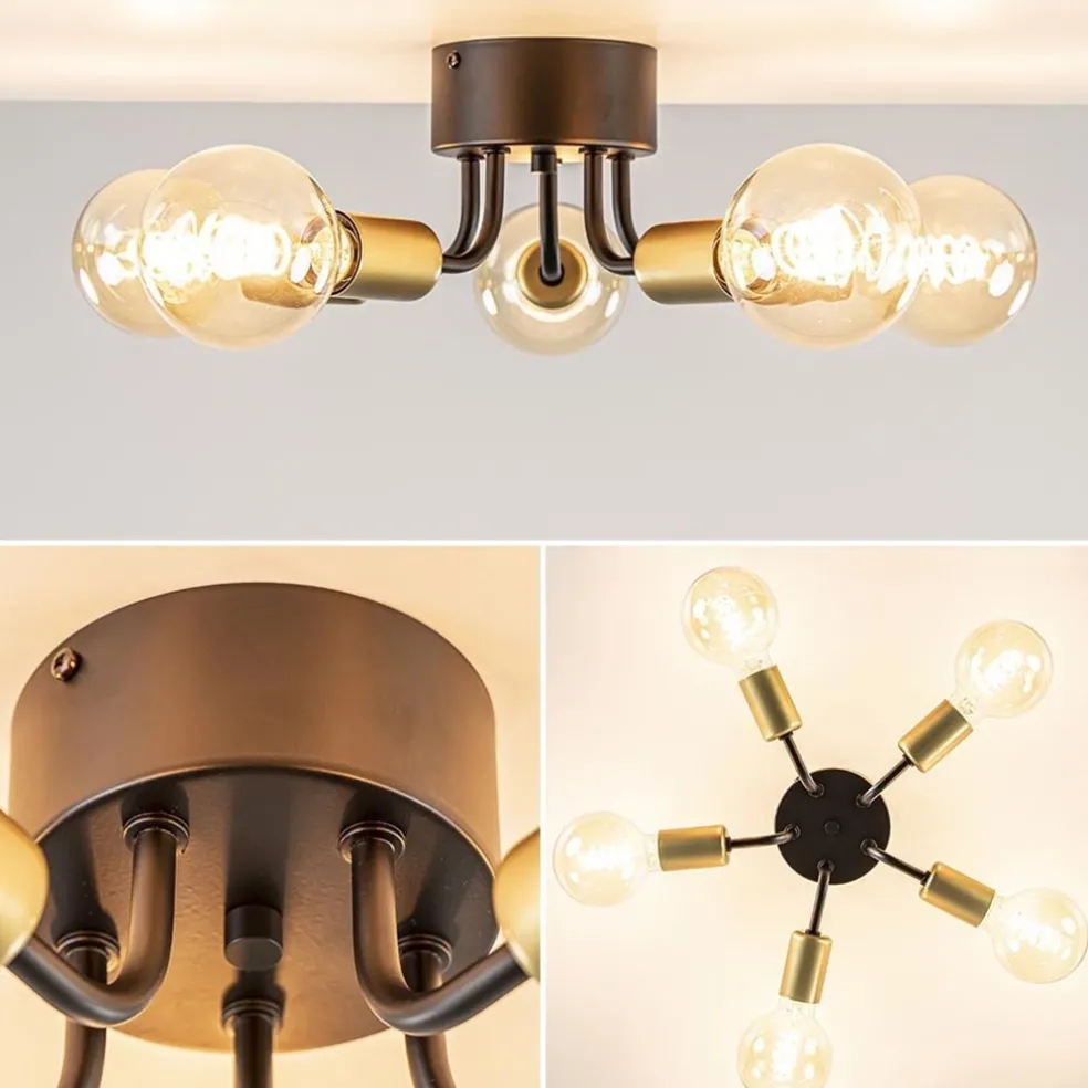 Outlet Straluma Chique plafondlamp mat zwart met goud