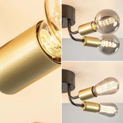Outlet Straluma Chique plafondlamp mat zwart met goud