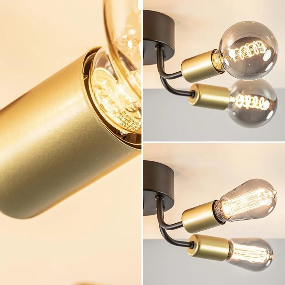 Outlet Straluma Chique plafondlamp mat zwart met goud