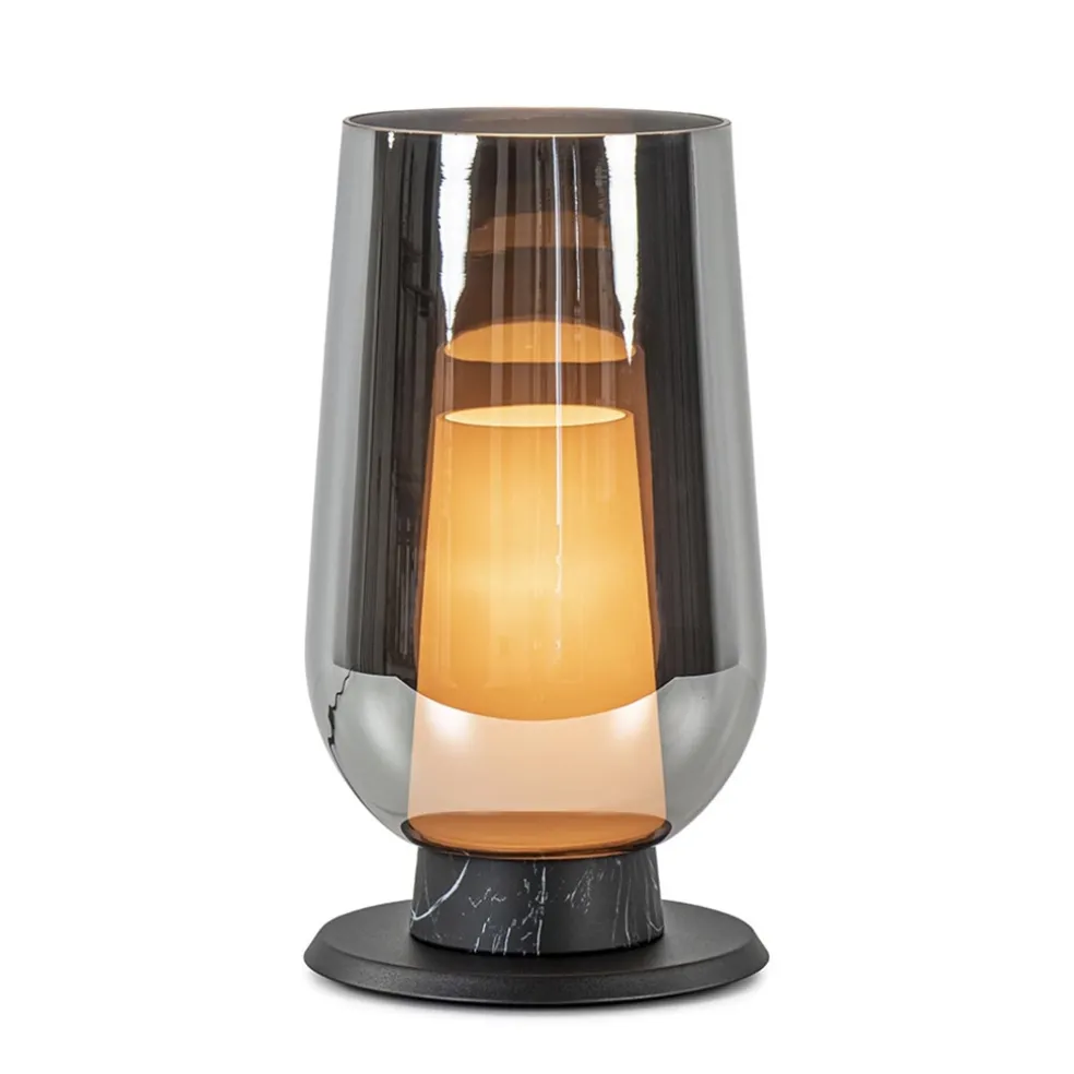 Flash Sale Straluma Chique tafellamp zwart marmer met smoke glazen kap