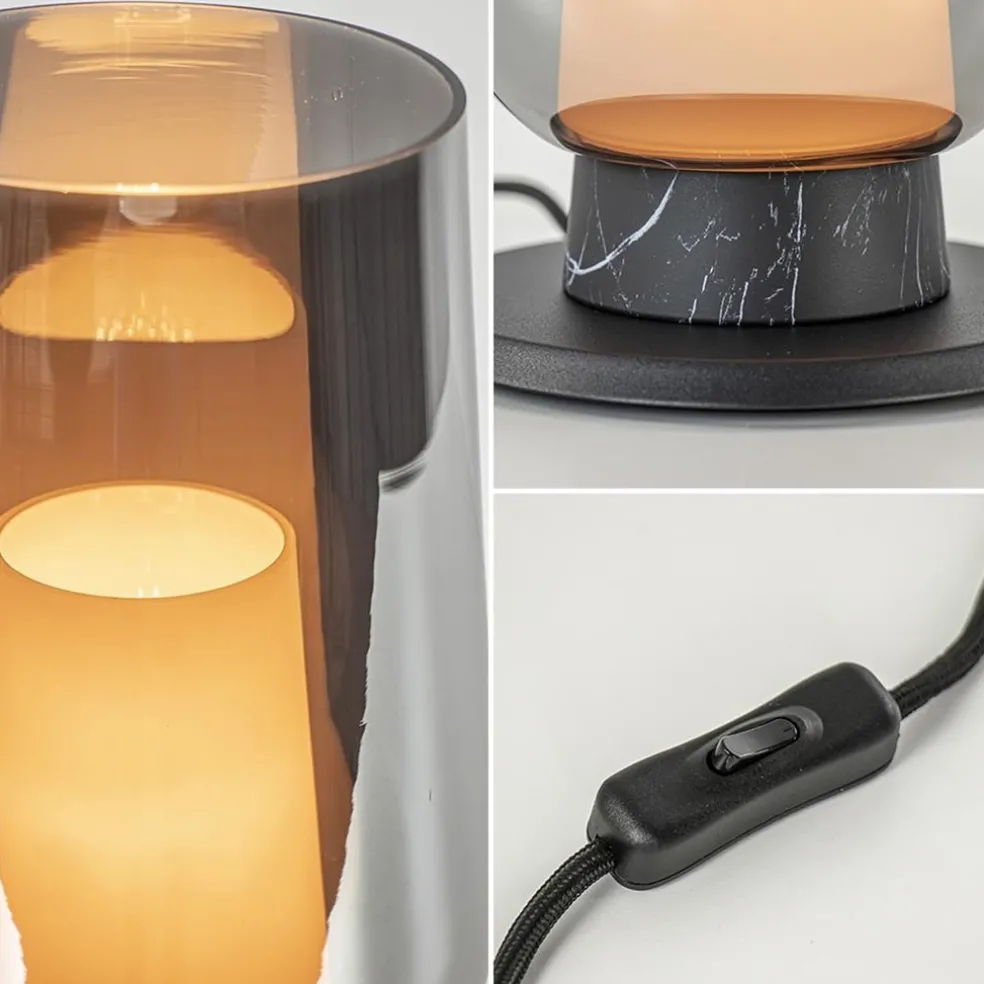 Flash Sale Straluma Chique tafellamp zwart marmer met smoke glazen kap