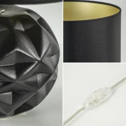 Sale Straluma Chique tafellamp zwart met kap zwart/goud