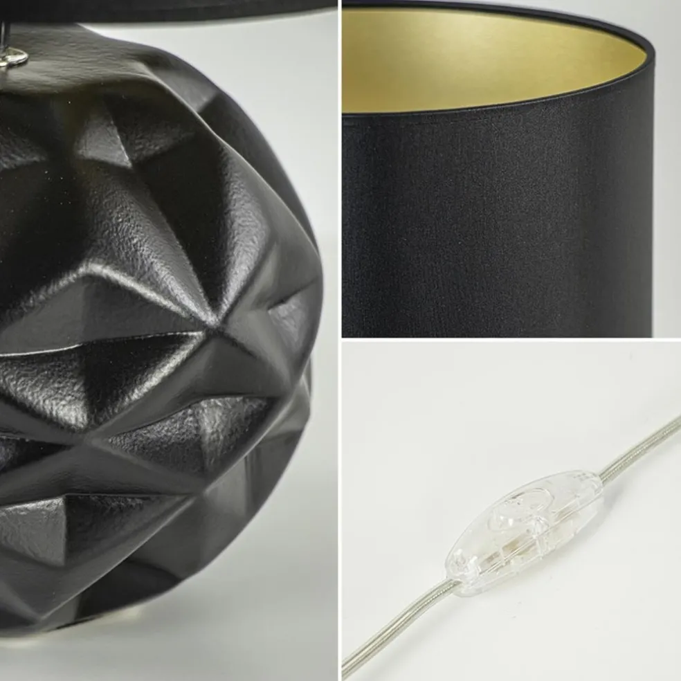 Sale Straluma Chique tafellamp zwart met kap zwart/goud