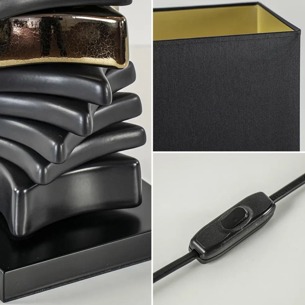 Best Sale Straluma Chique tafellamp zwart met goud en rechthoekige kap