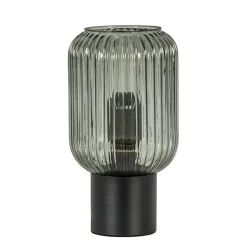 Online Straluma Chique tafellamp zwart met smal smoke glas