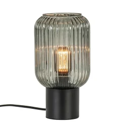 Online Straluma Chique tafellamp zwart met smal smoke glas