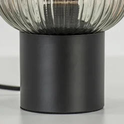 Online Straluma Chique tafellamp zwart met smal smoke glas