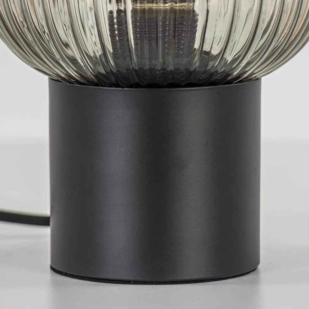 Online Straluma Chique tafellamp zwart met smal smoke glas