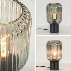 Online Straluma Chique tafellamp zwart met smal smoke glas