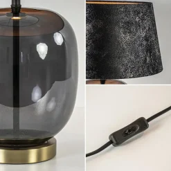 Shop Straluma Chique tafellamp zwart/goud met kap
