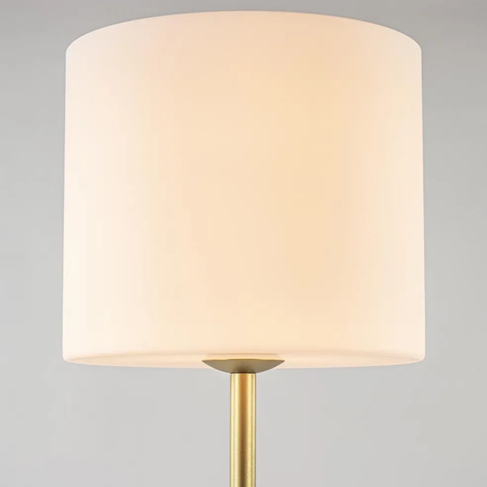 Discount Straluma Chique vloerlamp mat goud met mat witte glazen kap