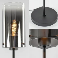 Store Straluma Chique vloerlamp mat zwart met smoke glas cilinder